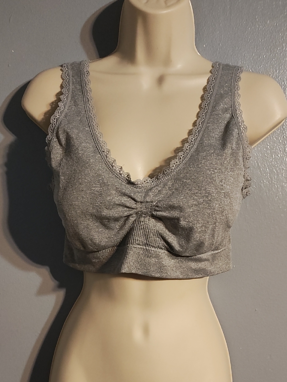 Daisy Fuentes Women's Gray Lace-Trim Bralette - Soft Casual Top